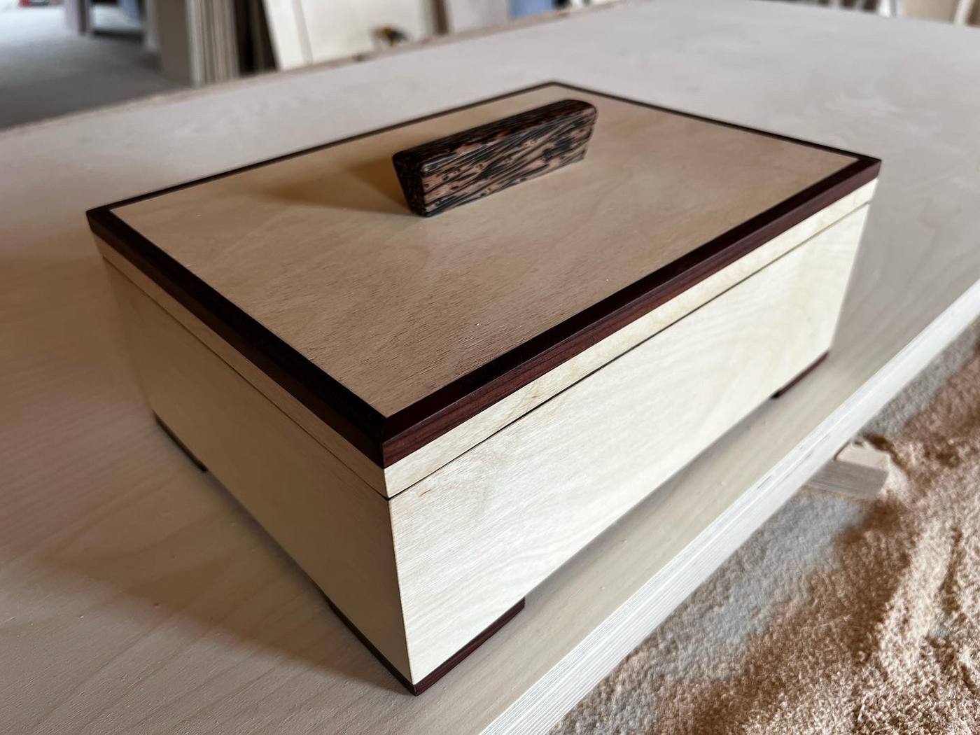 Handmade wooden box with inlay